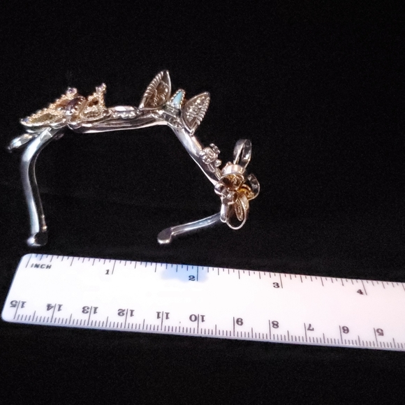 RARE Butterfly Cuff Native American Collaboration Sterling & Brass SWAIA - Picture 9 of 14